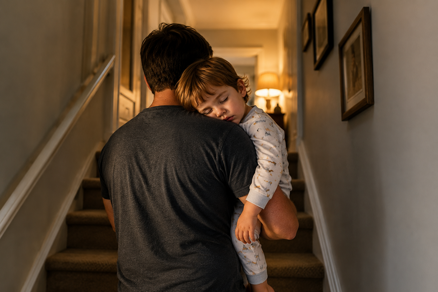 Father carrying Child