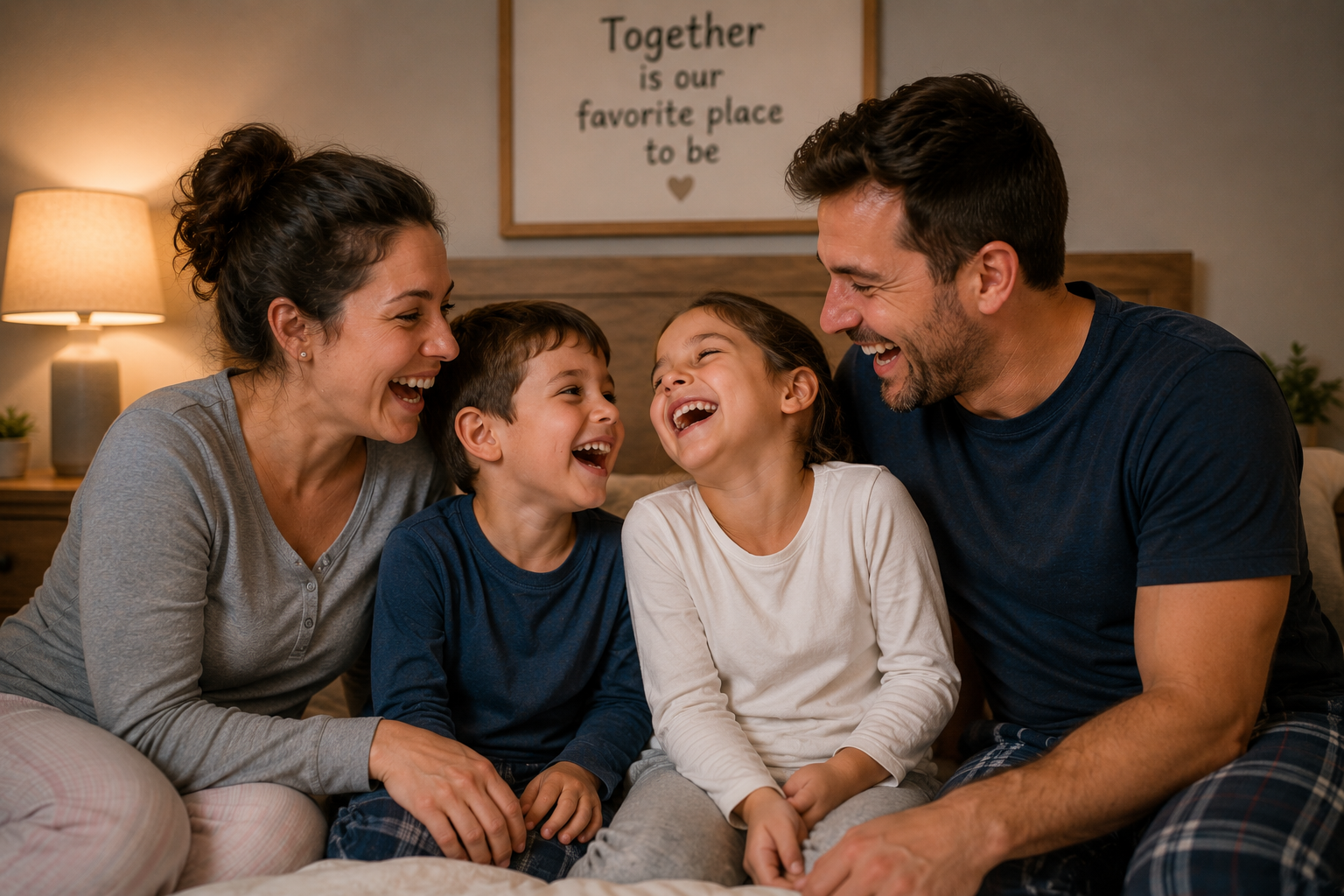 Family laughing together